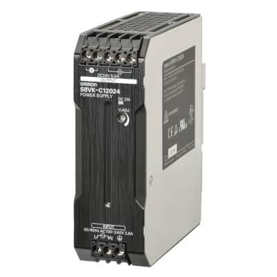 Omron S8VK-C12024 Power supply, 120W, 24VDC, 5A 100-240VAC input voltage, DIN rail mounting